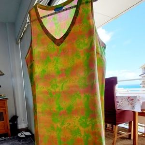 BLUE GINGER Maxi Dress Hawaiian Print green/pink